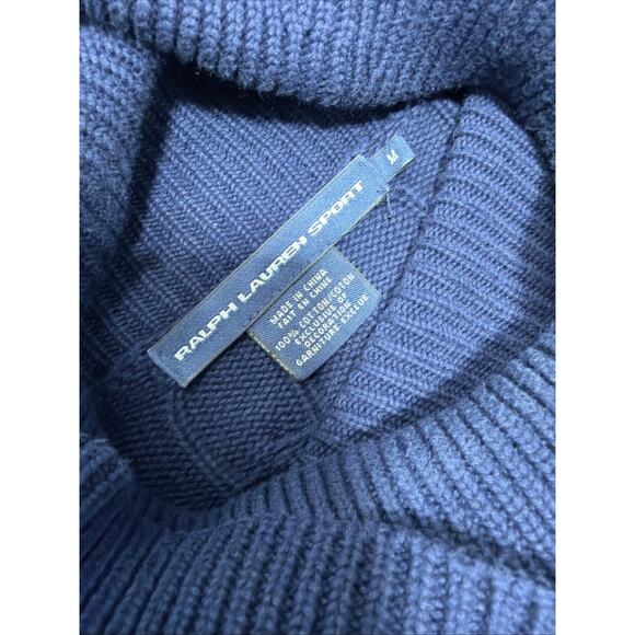 Ralph Lauren Sport Navy Blue Cable Knit Cowl Neck Tunic Sweater Dress Size M - Picture 5 of 5